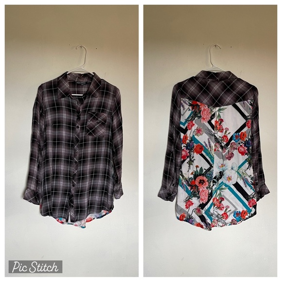 Tolani Collection Petite Plaid Button Down Shirt Oversized (NN - Picture 1 of 6